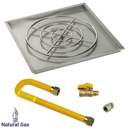 AMERICAN FIREGLASS 36 In. High Capacity Square Stainless Steel Drop-In Pan With Match Light Kit - Natural Gas SS-SQPMKIT-N-36H